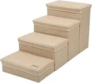Dog Pet Steps, 4-Step Dog Couch Steps, Small Dogs Stairs with Storage, Non-Slip Dog Ramp Indoor Dog Kennel Stairs, Detachable Pet Stairs for Pet Cats Dogs Elder Pets Indoor Use Training