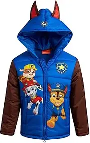 [Nickelodeon] Boys' Puffer Jacket - Full Zip Up Paw Patrol Hoodie Puffer Jackets - Graphic Jackets for Boys (Sizes: 2T-7)