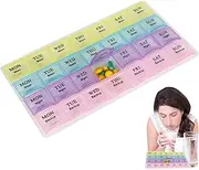 Pill Case Weekly - Weekly Pill AM PM Organizer,Large Compartments Clear Lids Portable Tablets Dispenser Box for