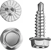 #14 x 3/4" Serrated Hex Washer Head with #2 Drill Point, 1/4"-20 Zinc Plated Thread Self Piercing Screws, Tek & Thread Cutting Screws for Sheet Metal Drilling (50 Pack)