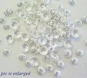 1000 Silver Plated Scalloped Bead Caps Beadcaps 6MM