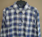 NWT $70 NAUTICA L WRINKLE RESISTANT WHITECAP ENLG PLAID SHIRT Estate Blue W63303