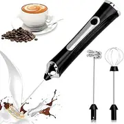 SPLAKER Rechargeable Milk Frother Handheld Foam Maker with 2 Stainless Whisk for Coffee, Cappuccino, Latte, Keto Diet, Protein Powder, Matcha, and Protein Shakes, Black (Black)