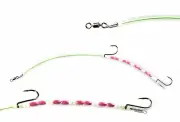 JW DOUBLE HOOK BEADED WIRE LEADER 11" WITH BEADS