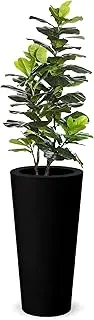 Elly Décor 24 inch Tall Planter with Drainage, Outdoor Round, Lightweight & Resistant Plant Containers, Round Tall Planter 24" x 11" Black