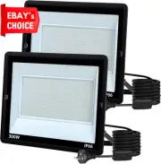 300W LED Flood Light 2-Pack IP66 Waterproof 6500K Outdoor Security Work Light