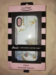 LuMee Duo Case for Apple iPhone X and Xs - Gold Metalic and Blue Marble