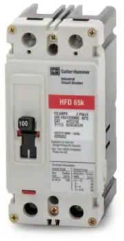 EATON HFD2100 100 AMP CIRCUIT BREAKER 2 POLE 600 VAC 65K @ 480 VAC