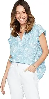 [MILLERS WOMAN] Millers - Womens - Summer - Tops - Blue - Cotton - Blouse/Shirt - Short Sleeve - Relaxed Fit - V Neck - Regular - Collar - Floral - Casual Clothes