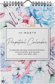 Perpetual Floral Wall Calendar for Birthdays and Anniversaries -12 Months - Dates to Remember Book - Journal for Important & Special Days - Wall Hanging Date Organizer 6 x 9 inches