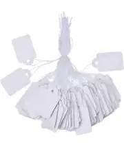 500Pcs White Marking Tags Label Display Tags with Hanging String 2x1.25"