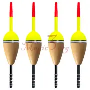 4 Pack Fishing Bobbers Floats Buoyant Balsa Wood Body Freshwater Saltwater
