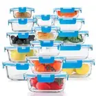 KOMUEE 30 Pieces Glass Food Storage Containers Set Glass Meal Prep Containers...