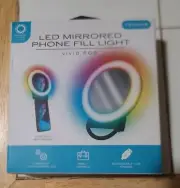 Techiva LED Mirrored Phone Fill Light Vivid RGB Rechargeable Portable Ring Light