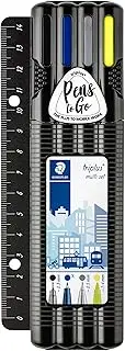 STAEDTLER Triplus Multi Set, Practical Set Including Ruler, Fineliner Black, Ball Pen M Blue, Triplus Micro 0.5 mm and Textsurfer Yellow, 34 SB4B-R