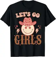 [VidiAmazing] Cowgirl Let's Go Girls Western Preppy Pink Smile Face Rodeo ds168 T-Shirt