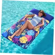 Inflatable Pool Floats Raft - XL Fabric Covered Pool Mat Lounger Floaties Blue