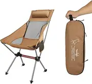 Tentock Ultralight Camping Folding Chair Compact Fishing Chair up to 150kg, Outdoor Backpacking Chair with Carry Bag for Fishing Picnic Hiking Beach Garden