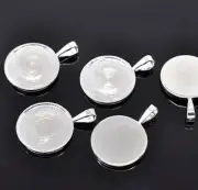 5 Round Pendant Trays Silver Plated Fits Cameos 25mm Round - Z041