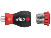 Wiha Magnetic SoftFinish Stubby Screwdriver with Bit Magazine (PH, PZ) WHA3374