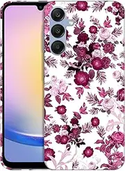 [GlamCase] for Samsung Galaxy A25 5G, Galaxy A25 5G Case - Pink Burgundy Floral Pattern Design Printed Slim & Sleek Cute Plastic Hard Protective Designer Back Phone Case/Cover for Galaxy A25 5G