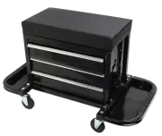 Mechanics Roller Seat Tool Box 160KG w/ Magnetic Pads 3-Drawer,Cushion Rear Tray