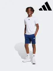 adidas White Train Essentials 3-Stripes T-Shirt Set Kids (E43105) | $58