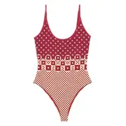 [Fendi] Fendi Geometric-print Swimsuit 42 IT RED/NEUTRALS