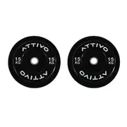 2" Olympic Bumper Plate Weight Plates with Steel Hub in Pairs High-Bounce Olympic Weight Plates - 15kg Pair
