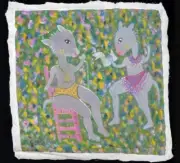 Haitian Primitive Painting by Gerard Fortune Foxy Ladies in Karaoke, Vintage Art