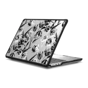 MacBook Pro 14-inch (M1 - M4) Impact Case Black and white tulips pattern - vintage illustration