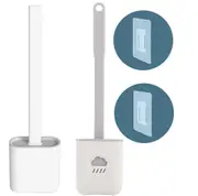 2x Silicone Toilet Brush Wall Mounted Flexible Soft Bristle w/ Holder Bathroom Set