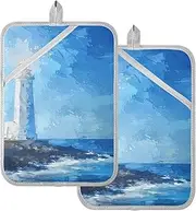 Pot Holders for Kitchen Heat ResistantBlue Sky Sea House Light Shining Potholders for Kitchens with Pocket Hotpads Oven Pads 2 Pack