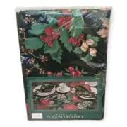 NOS Dayton Hudson Tablecloth Christmas Poinsettia 90s Moody Holiday 60 x 84 Vtg