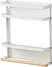 Magnetic Spice Rack Organizer Single Tier Refrigerator Spice Storage Shelf, Easy to Install The Side of The Refrigerator Can Hold Spices, Jar of Olive Oil (White L)