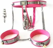 joysperous SM Chastity Belt With Anal Plug Leg Bondage Collars BDSM Bondage Set Stainless Steel Penis Cage Chastity Belt For Men Chastity Device Sex Toys For Men(120cm-130cm)