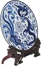 1Set Decorative Blue and White Ceramic Plate with Stand Style Serving Dish for Snacks Fruits and Elegant Home Artisan Crafted Plate