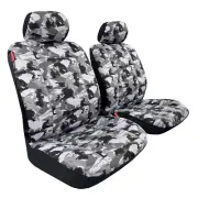 Canvas Seat Covers Grey Camouflage For Mitsubishi Triton MQ/MR 01/2015 - On