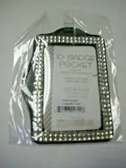 ID Badge Holder by Identify 4 Less, Clear Rhinestones Frame, Brand New