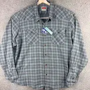 NEW Wrangler Cloud Flannel Shirt Mens 3XL Blue Gray Plaid Lumberjack Outdoor NWT