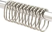 2LB Depot Wide Shower Curtain Rings / Hooks Set Decorative Brushed Satin Nickel Finish Easy Glide Rollers 100% Rustproof Stainless Steel Set of 12 Rings for Shower Rods