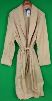 "Polo By Ralph Lauren Cotton/ Linen Tan Tattersall Shawl Collar Robe" Sz L (New)