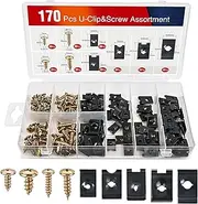 Nilight 170Pcs Car U-Clip and Screw Assortment Kit 9 Different Sizes Automotive U Nut and Screw Clip Replacement Parts for Dash Door Panel Interior