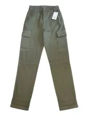 Billabong Women’s Kick Back Cargo Chinos Straight Leg Pants In Army Green 25 NWT