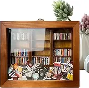 Bookshelf Shake Toy - Miniature Bookcase Fidget, 3D Shaking Display, Playful Sensory | Wooden Shaking Bookshelf Ornament, Unique Stress Reliever for Working, Studying, Ideal for Travel (25x20x7.6cm)