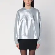 [GUCCI] Laminated cotton silver sweatshirt with logo M Grey