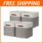 Elegant 13" Fabric Storage Cubes - 4 Pack Foldable Baskets for Home Organization