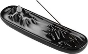 Kokorona Incense Stick Holder Waterfall Ceramic Backflow Incense Burner for Sticks and Cones Handmade Ash Catcher Incense Tray Home Decor Yoga Meditation, Black Glazed