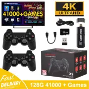 4K HDMI TV Game Stick Built-in 128GB 41000+ Video Games Console Wireless Gamepad