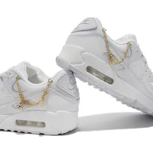 Nike 休閒鞋 Wmns Air Max 90 PRM 白 全白 金鍊 可拆 女鞋 小白鞋 DH0569-100